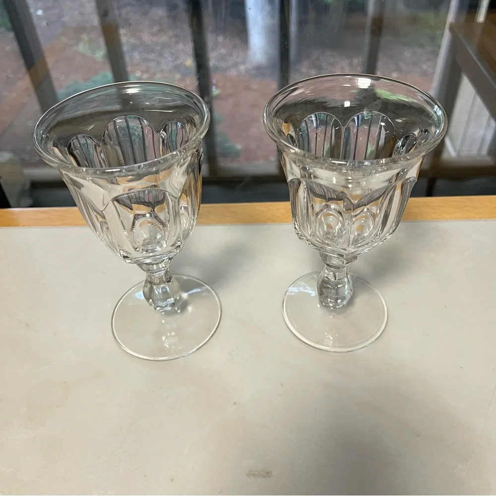 VTG Imperial Glass Old Williamsburg Elegant Clear Glass Water Wine Goblets